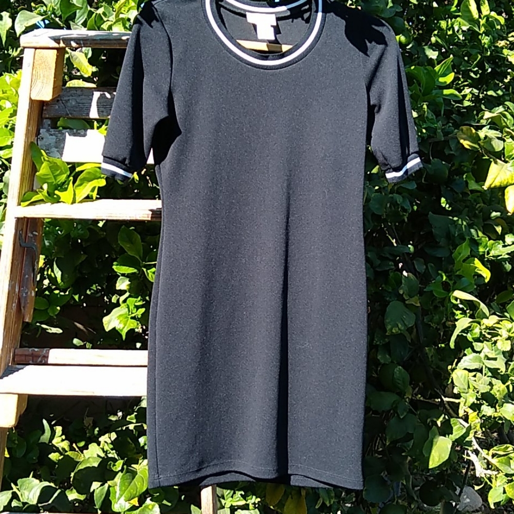 ENOUGH ABOUT ME Ribbed Neck Stretch Dress Black